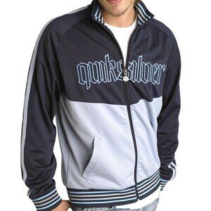 Quicksilver 90s Full Zip Logo Embroidered Mock Neck Track Jacket Pockets Size L